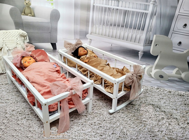 2w1 Łóżeczko – Kołyska XXL duże dla lalek z 3 elementową pościelą PL