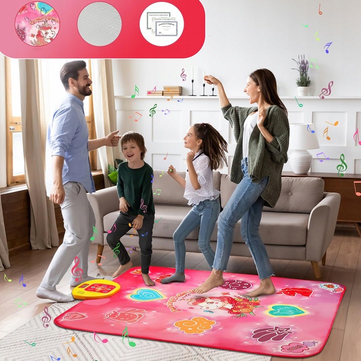 JEDNOROŻEC MATA DO TAŃCA MUZYCZNEGO DLA DZIECI 5 TRYBÓW 3 POZIOMY 100x87cm