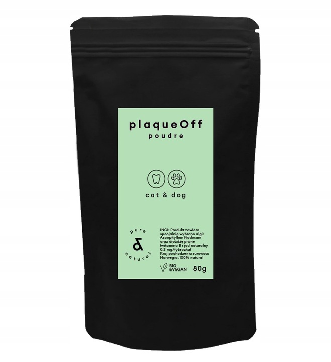 PlaqueOff 80 g – Suplement z alg na kamień nazębny dla psa i kota PLAQUE
