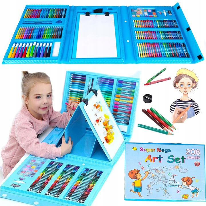 ZESTAW DO MALOWANIA DLA DZIECI 208el Artystyczny Plastyczny Twórczy Walizka