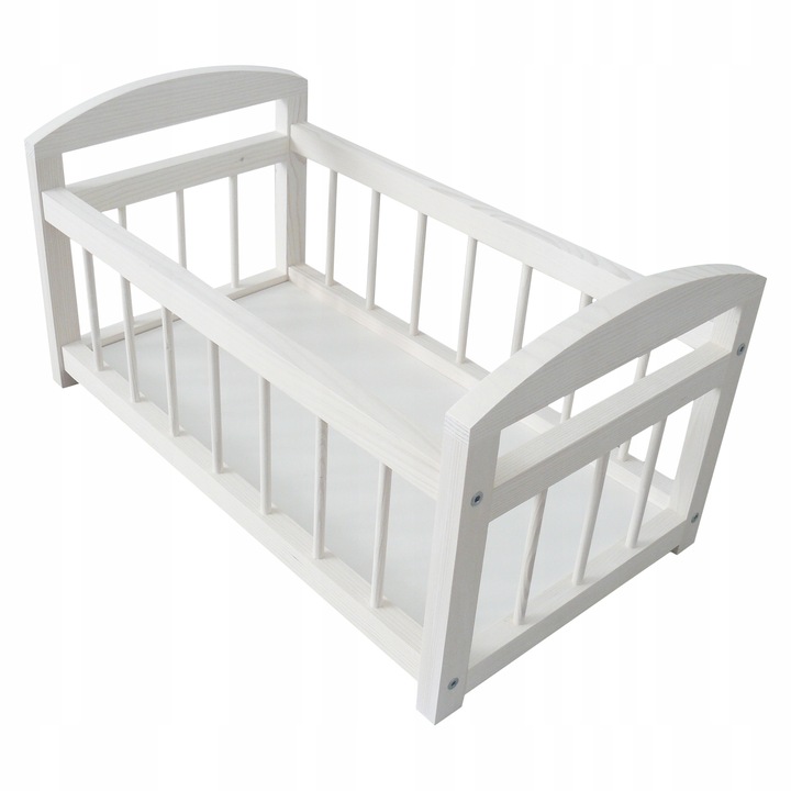 DREWNIANA KOŁYSKA ŁÓŻECZKO DLA LALEK BIAŁE POŚCIEL ELFIK NA PREZENT POKÓJ