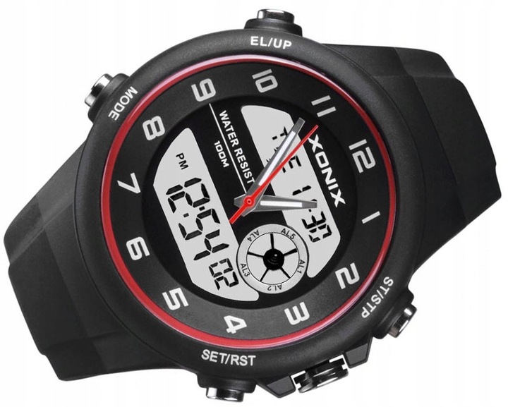Zegarek XONIX Duży LCD + Wskazówki Wodoszczelny