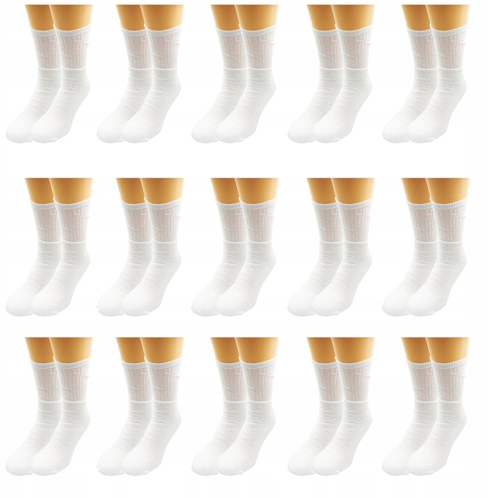 15 par SKARPETY białe BAWEŁNA polskie frotte CIEPŁE WYSOKIE MĘSKIE 43-46