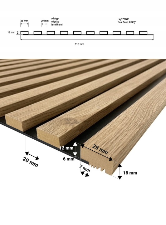 LAMELE ŚCIENNE DĄB WOTAN NA FILCU CZA 510x2750mm