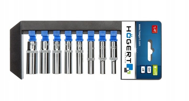 HOGERT HT1A886 ZESTAW NASADEK DŁUGICH 1/4'' NASADKI DŁUGIE 8szt. 5.5mm-13mm