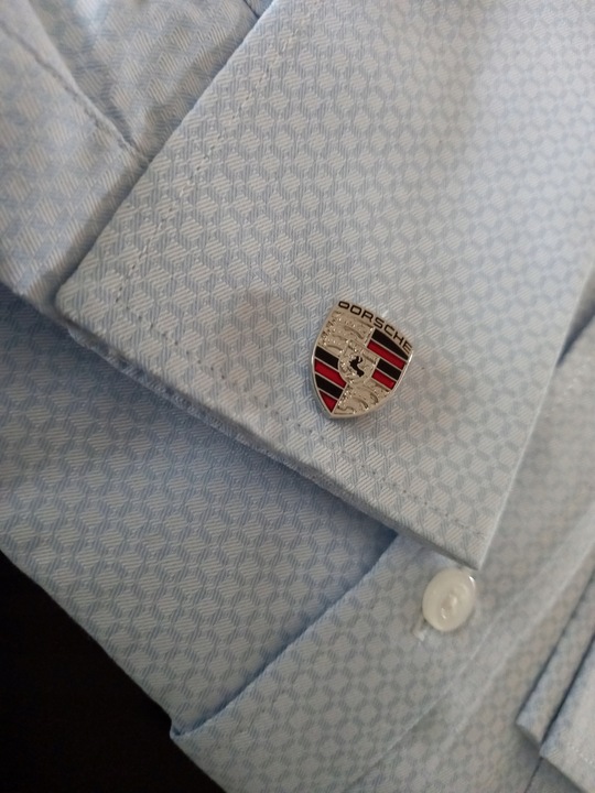 Exciting spinki do mankietów koszuli EXC Porsche pozłacane w skórzanym Etui