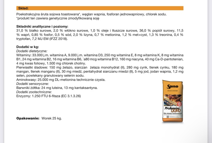 Koncentrat wysokobiałkowy dla kur niosek PROTAMINO QQRQ 25kg karma pasza