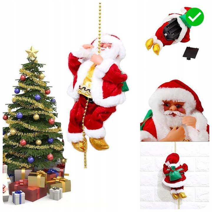 WSPINAJĄCY SIĘ MIKOŁAJ SANTACLIMB LED MUZYCZNY DEKORACJA ŚWIĄTECZNA