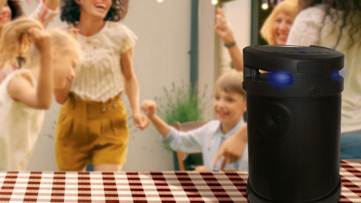 GŁOŚNIK BLUETOOTH PRZENOŚNY MANTA XBASS 360 100W TWS USB MP3 WODOODPRONY