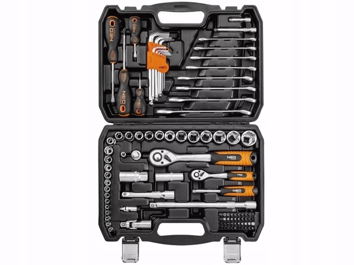 NEO Klucze nasadowe 1/4' 1/2' zestaw 100 szt. 10-206 TORX NASADKI WALIZKA