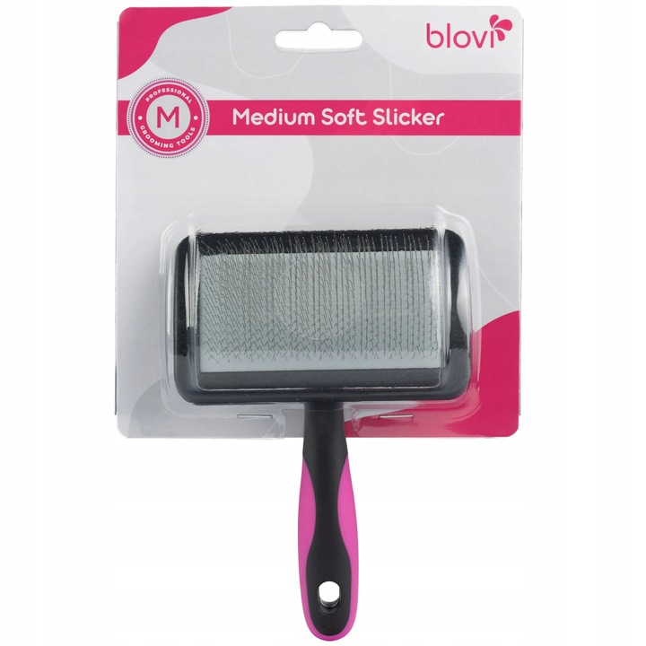 Blovi Medium Soft Slicker miękka szczotka pudlówka dla psa i kota, średnia