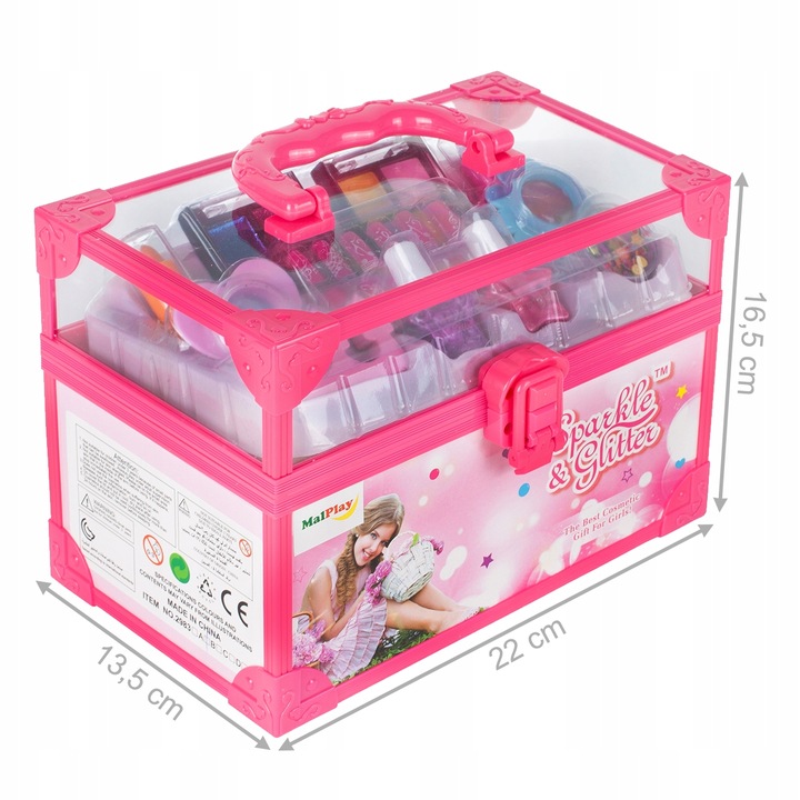 ZESTAW MAKE UP MANICURE W KUFERKU DLA DZIECI DO MALOWANIA PAZNOKCI LAKIERY