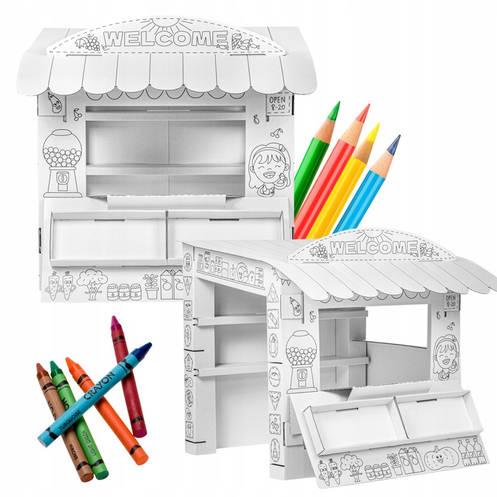Stragan Handlowy - Zabawka z Tektury ,papieru Handlowy Dla Dzieci Do Zabawy