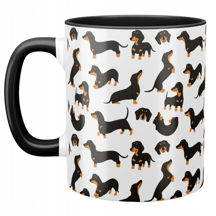 Kubek PREMIUM dla Miłośników Psów Jamników Jamnik Jamniczki II czarny