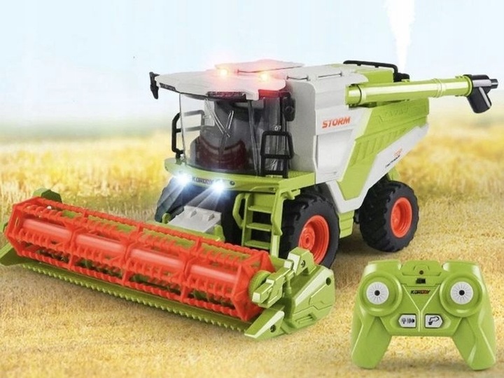 KOMBAJN ZDALNIE STEROWANY 2w1 Z GENERATOREM DYMU POJEMNIK NA ZBOŻE ZABAWKA