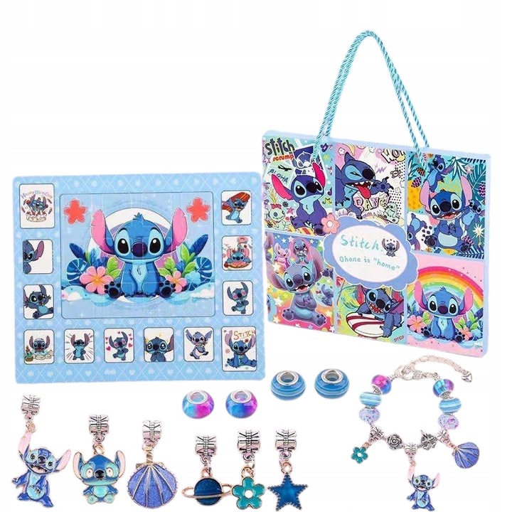Kalendarz Adwentowy Stitch Stich Bransoletki Charms 24 Szt Boże Narodzenie