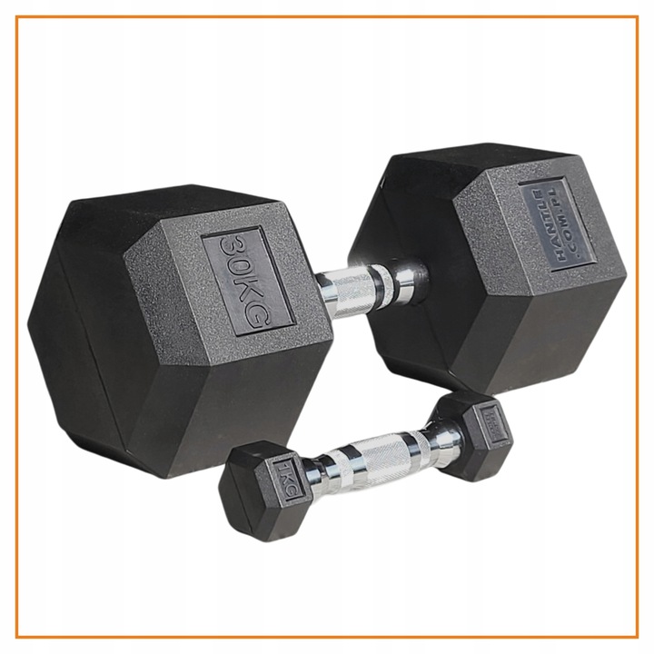 HANTLA HEX - HANTLE ŻELIWNE STALOWE GUMOWANE - 10 kg - PROFESJONALNE