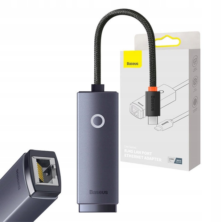 BASEUS ADAPTER PRZEJŚCIÓWKA SIECIOWA INTERNETOWA USB-C DO RJ45 1000Mbps
