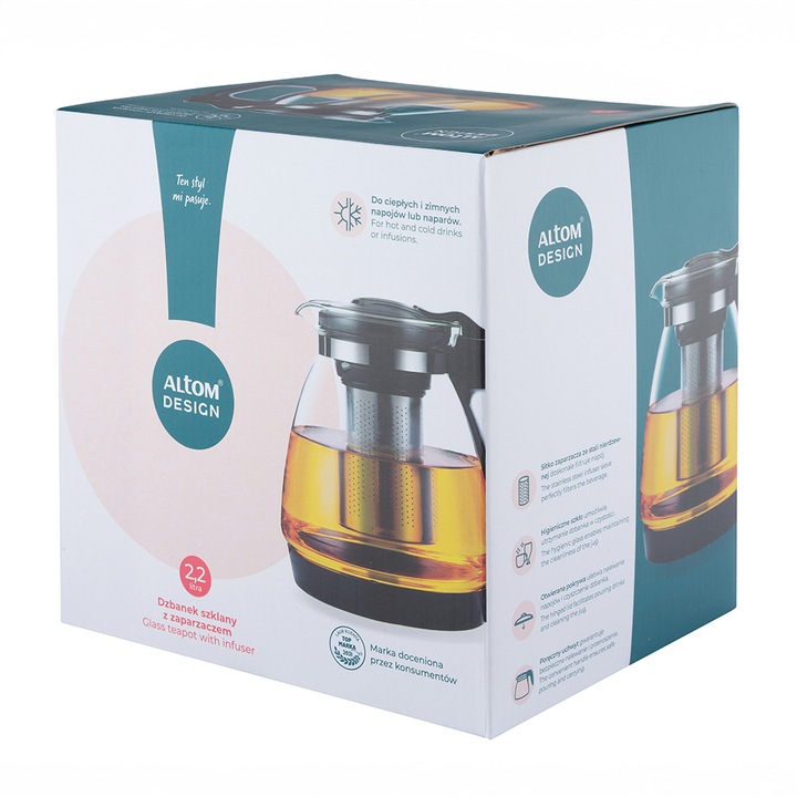 Zaparzacz dzbanek szklany z SITKIEM do parzenia Altom Design duży 2200ml