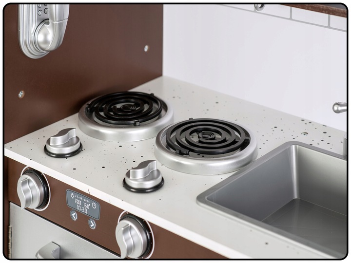 KUCHNIA DREWNIANA DLA DZIECI RETRO KUCHENKA DUŻA ŚWIATŁO LED + TABLICA