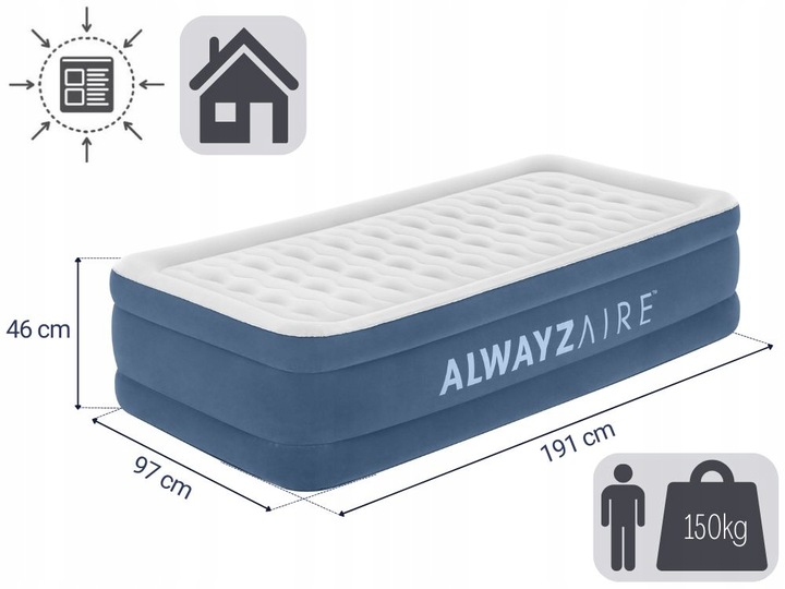 Materac Dmuchany Jednoosobowy Łóżko z Pompką 230V Bestway 6713P MODEL 2025