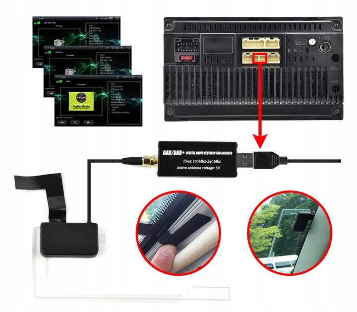 ANTENA,TUNER DAB+ DEDYKOWANY ADAPTER DO RADIA Z SYSTEMEM ANDROID USB, SMA