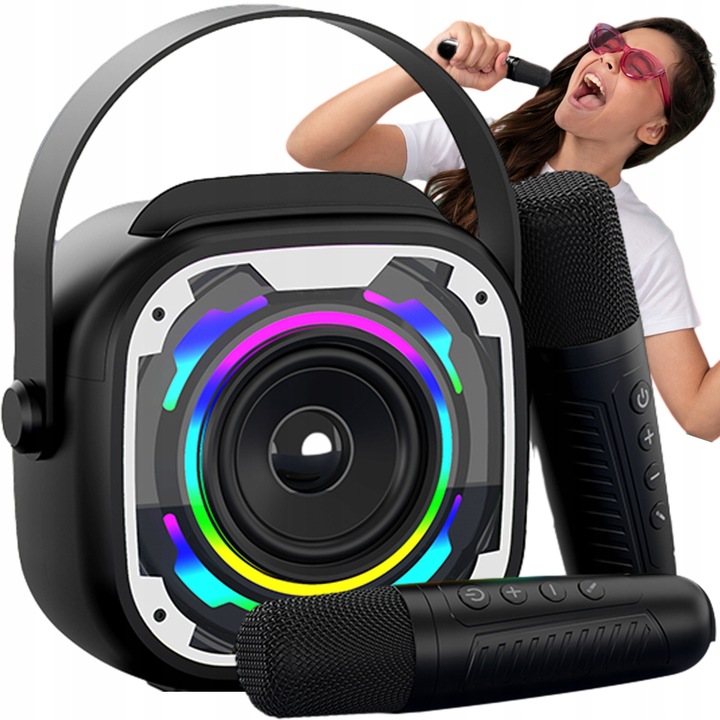 BEZPRZEWODOWY ZESTAW DO KARAOKE GŁOŚNIK BLUETOOTH + 2 MIKROFONY NA PREZENT