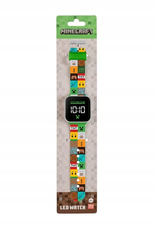 Cyfrowy Zegarek Minecraft z Kolorowym Paskiem