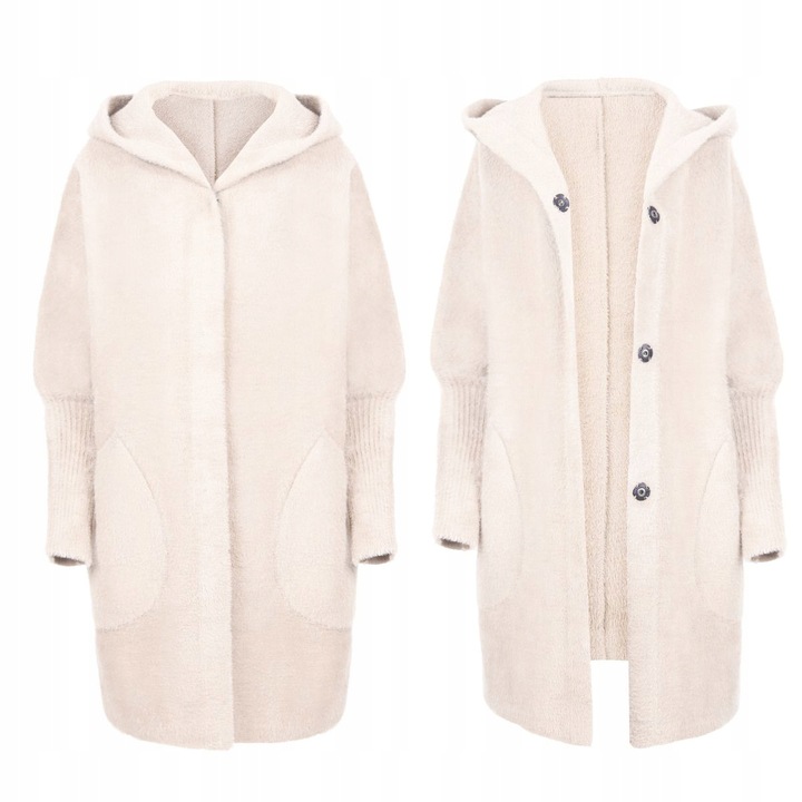 PŁASZCZ ALPAKA KAPTUR WEŁNA OVERSIZE KOLORY