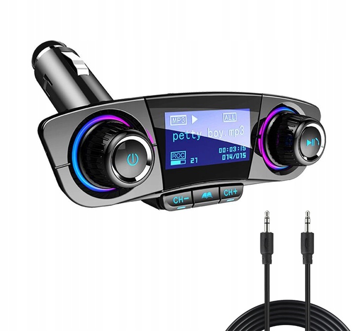 TRANSMITER FM BLUETOOTH ŁADOWARKA 3,1A 2xUSB MP3