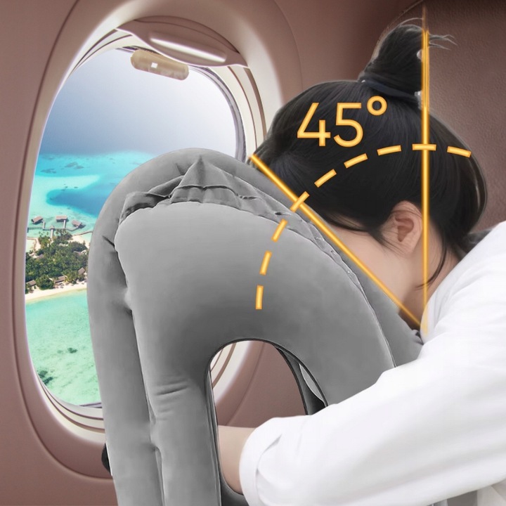 PODUSZKA PODRÓŻNA POMPOWANA DO SAMOLOTU POCIĄGU AUTA DUŻA WYGODNA DMUCHANA