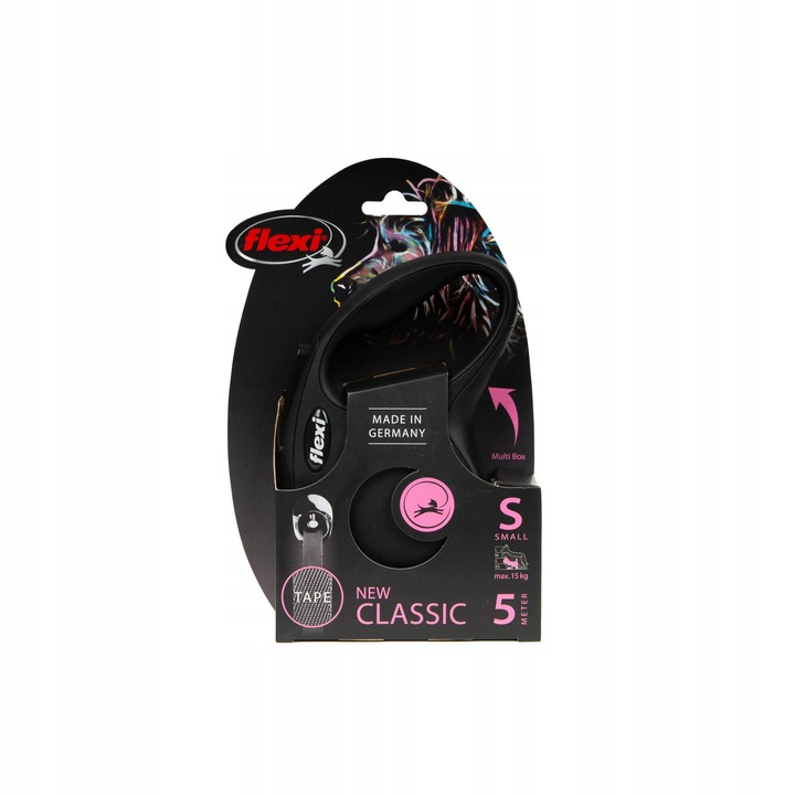 Smycz Automatyczna Dla Psa Flexi New Classic S Taśma 5m Czarna Do 15kg