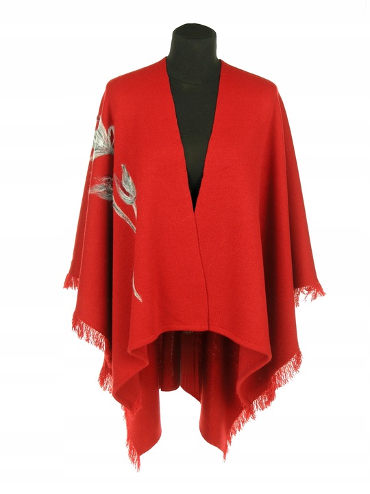 CZERWONE PONCZO Z HAFTEM R. UNI 42 - 48 50 52- 56
