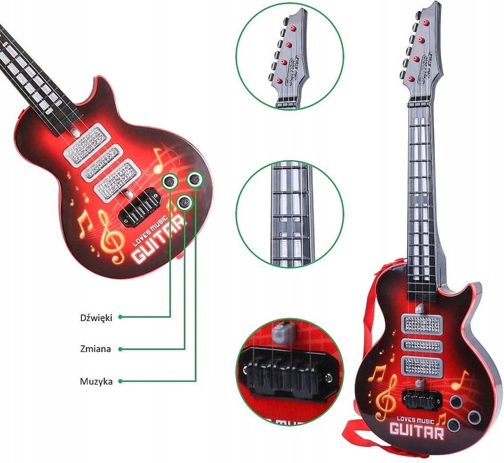GITARA ROCKOWA DZIECI ŚWIECI GRA STRUNY INSTRUMENT