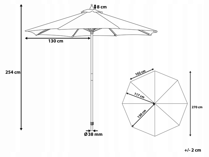 Parasol ogrodowy 270 cm piaskowy