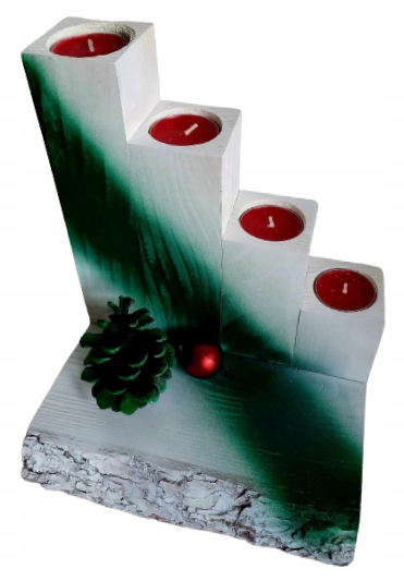 STROIK Świąteczny ŚWIECZNIK ADWENTOWY Z DREWNA Ozdoba BOŻE NARODZENIE DUŻY