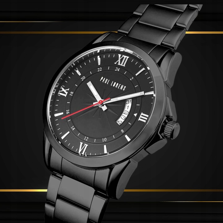 Zegarek męski Paul Lorens TRISTOR z datownikiem - stalowa bransoleta GRAWER