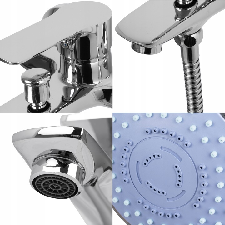 Bateria wannowa z prysznicem chrom zestaw wannowo prysznicowy ze słuchawką