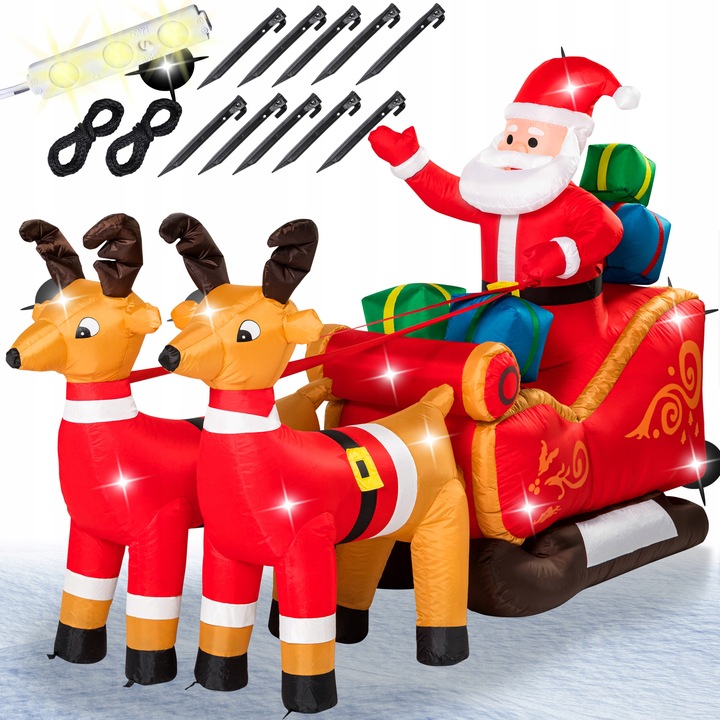 Mikołaj Dmuchany Dekoracja Świąteczna LED 240cm