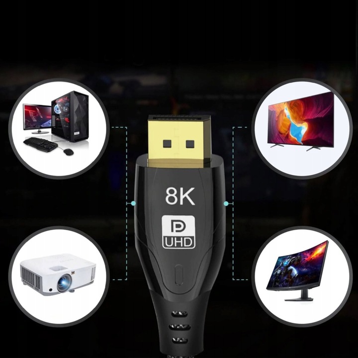 Kabel przewód DisplayPort 1.4 DP-DP 8K60Hz 4K 2m