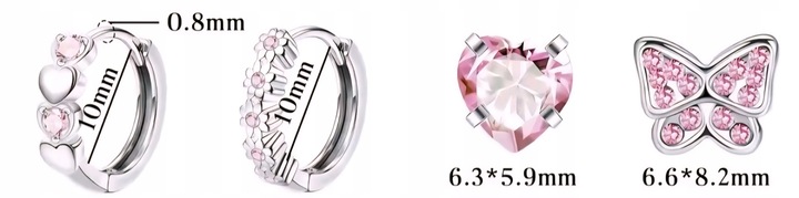 SREBRNE KOLCZYKI serduszka kółka DLA DZIEWCZYNKI STAL CHIRURGICZNA 316L