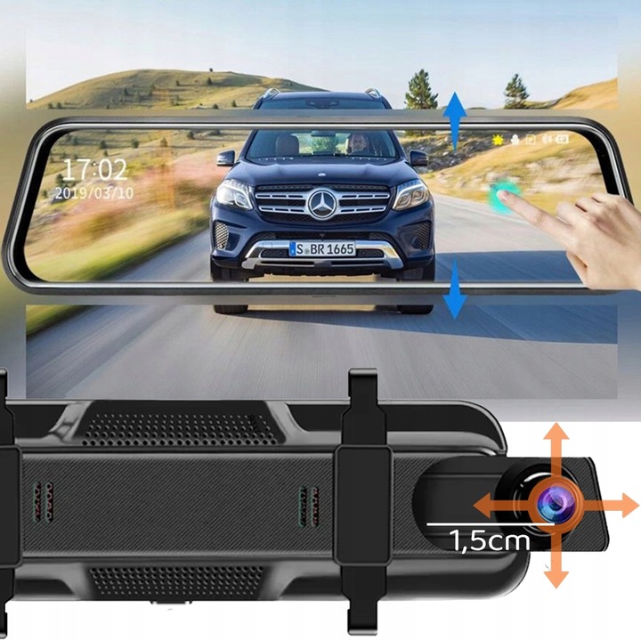 WIDEOREJESTRATOR JAZDY DOTYKOWY KAMERA COFANIA REJESTRATOR PRZÓD TYŁ MenuPL
