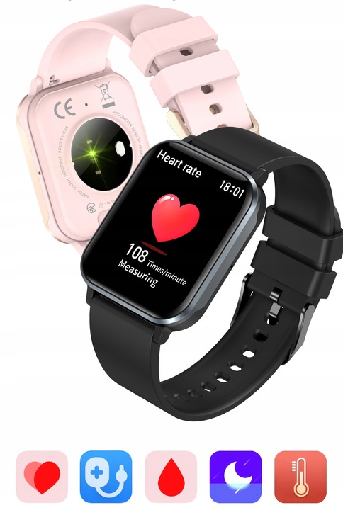 ZEGAREK SMARTWATCH CIŚNIENIE PULS ROZMOWY POL MENU