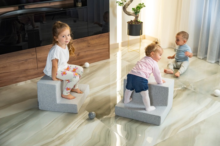 Piankowy MIĘKKI Schodek DLA DZIECI szary PPZ-211 KiddyMoon