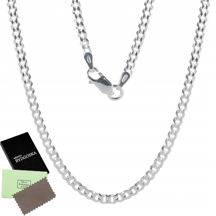 ŁAŃCUSZEK SREBRNY MĘSKI DIAMENTOWANY NASZYJNIK SREBRO PRÓBA 925 ORYGINALNY