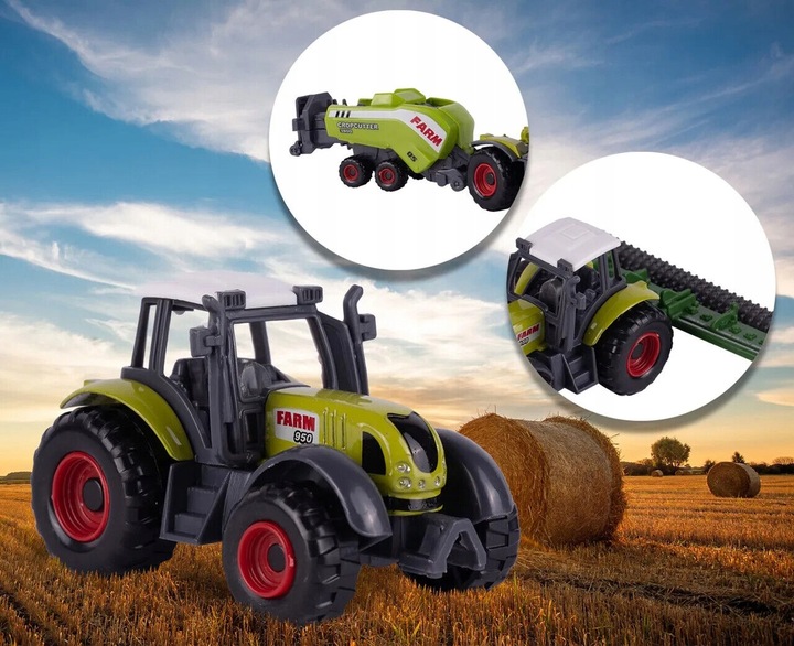 Zestaw Kombajn Traktor Przyczepa Ciężarówka Zwierzęta Farma Gospodarstwo