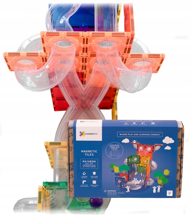 Connetix: klocki magnetyczne edukacyjne kulodrom 66 el. Ball Run Expantion