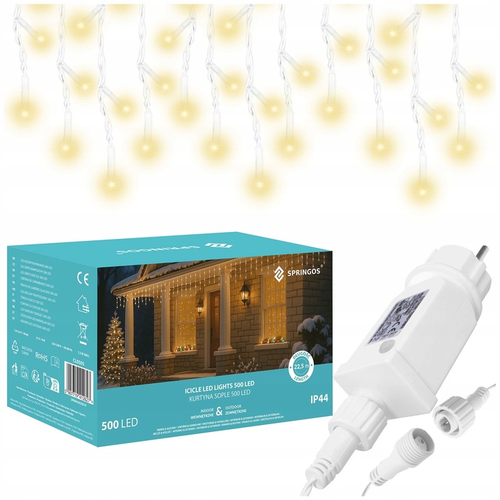 SOPLE 500 LED LAMPKI ZEWNĘTRZNE 22,5m PILOT FLASH GIRLANDA ŚWIETLNA KURTYNA