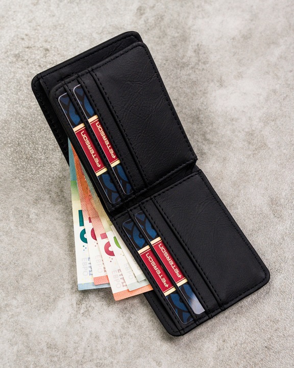 Portfel męski ze skóry eko Peterson z ochroną RFID STOP na gotówkę karty