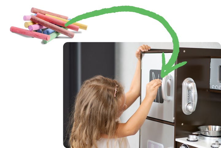 KUCHNIA DREWNIANA DLA DZIECI RETRO KUCHENKA DUŻA ŚWIATŁO LED + TABLICA